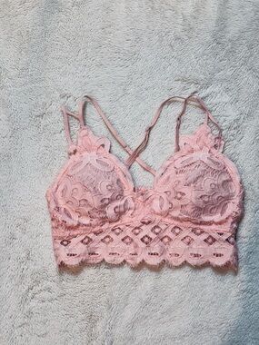 Anemone Blush Pink Lace Bandeau Bralette